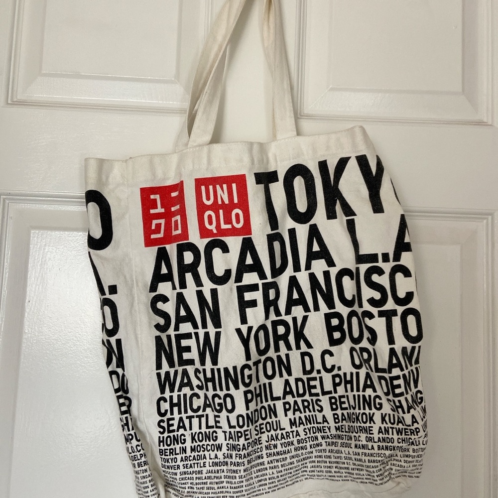 Uniqlo canvas shopping tote bag